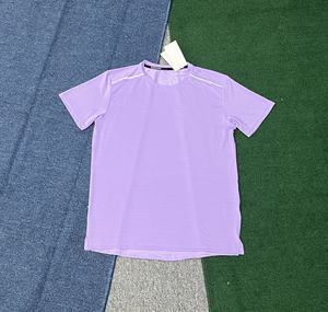 T-shirt da corsa da uomo a righe azzurre, traspirante, ad asciugatura rapida, con strisce riflettenti, <span class=keywords><strong>top</strong></span> sportivo casual per allenamento - Product Image 6