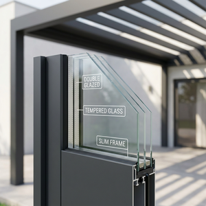 Pérgola Ecológica con Energía Solar, Puertas Corredizas de Vidrio y Almacenamiento de Energía para un Solarium/Gazebo de Alta Gama y Sostenible - Product Image 3