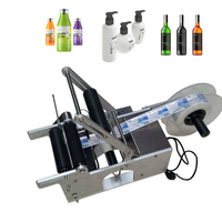 Machine d'étiquetage semi-automatique pour bouteilles rondes, applicateur d'étiquettes adhésives manuel pour animaux de compagnie, deux étiquettes carrées