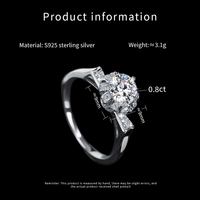 Cincin Wanita Model Bunga Berbahan Perak Sterling S925 dengan Moissanite VVS Warna D 1CT untuk Pertunangan atau Pernikahan