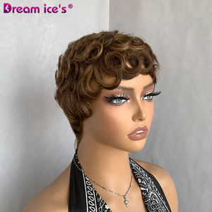 วิกผมแท้แบบบราซิลผมหน้าม้าสำหรับผู้หญิงผิว<span class=keywords><strong>ด</strong></span>ำ<span class=keywords><strong>เครื่อง</strong></span>ตั<span class=keywords><strong>ด</strong></span>แบบพิกซี่ - Product Image 3