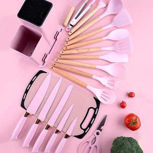 Ensemble d'ustensiles de cuisine populaires 19 pièces en silicone avec spatule, louche et support - Product Image 3