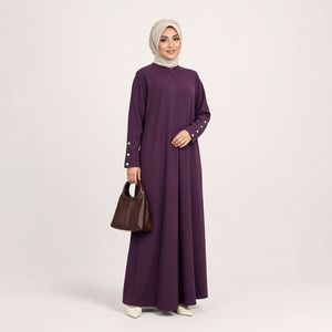 ชุดเดรส Gamis แบบเรียบง่าย ผลิตตามสั่ง OEM ODM สำหรับผู้หญิง ขายส่ง ชุดมุสลิมะฮ์ สวมใส่ได้ทุกวัน รุ่น Sabrina - Product Image 4
