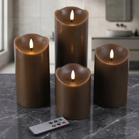 Bougies LED sans flamme télécommandées vert militaire effet cire, forme pilier incliné, pour décoration intérieure Matti's