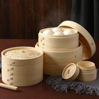 J1 Cuisine chinoise Riz Légumes Dim Sum Brioches Poulet Viande Fruits de mer Boulette Cuiseur vapeur Bambou Panier vapeur