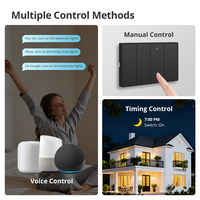 Zemismart Zigbee US Interrupteur mural noir avec neutre 1 2 3 4 6 Gangs Interrupteur à rideau Tuya App Alexa Google Home