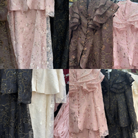 Ensemble 2 pièces élégant en dentelle florale avec veste courte à volants et jupe, tenue unie pour femmes musulmanes modestes, idéale pour les fêtes et mariages, ODM OEM