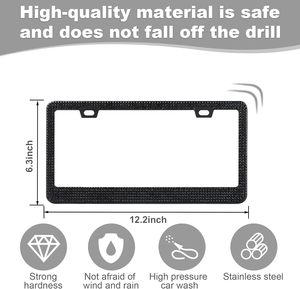 Tùy Chỉnh Kim Loại Lấp Lánh Vui Anime Mát Silicone Bling Phía Trước Rhinestone Xe Giấy Phép Tấm Chủ Khung Với Long Lanh Pha Lê Mũ - Product Image 4