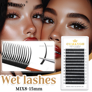 Pestañas CoMango Devil Curl Wet <span class=keywords><strong>Manga</strong></span>, <span class=keywords><strong>Súper</strong></span> Suaves, Color Negro Puro, Raíz Plana, Pestañas de Anime para Cosplay, Maquillaje - Product Image 2