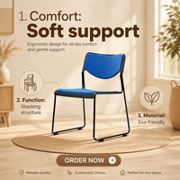 Chaise de formation Nuogo GS2041B moderne en tissu empilable avec structure en acier, ergonomique et confortable, capacité de charge de 136 kg, certifiée ISO BIFMA