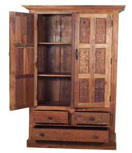 Contemporary Wooden Wardrobe Almirah with Mirror Door Spacious <b>Clothes</b> <b>Storage</b> Cabinet Modern Bedroom Furniture - Product Image 6