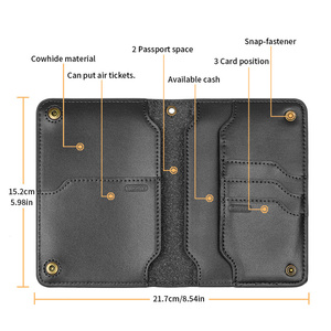 Porte-badge et passeport Yamo Premium en cuir véritable, étui de <span class=keywords><strong>rangement</strong></span> pour <span class=keywords><strong>billets</strong></span> de voyage, fermeture magnétique, personnalisation en relief - Product Image 3