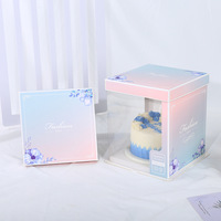 Boîte à gâteau en carton blanc transparent avec fermeture sécurisée, emballage esthétique pour pâtisserie, vitrine pour cadeau d'anniversaire, personnalisable OEM