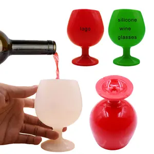 Unbreakable Colorful Silicone Red Wine Glasses Cup Custom Logo Silicone Goblet