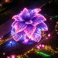 Lanternes d'extérieur en fil d'acier en forme de fleur, aux tons violets colorés, pour les remises de diplômes, Diwali, les sites touristiques et les places de loisirs