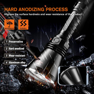 Lampe torche tactique LED rechargeable USB en gros ZC-250318-38, étanche IP55, portée de 1 km, en aluminium - Product Image 4