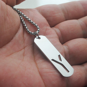 Colar de Letra Inicial da Moda por Atacado em Aço Inoxidável e Aço Titânio à Prova d'Água com Pingente Oco de A-Z - Product Image 6