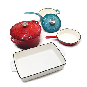 Juego de Utensilios de Cocina Minimalistas de Hierro Fundido Esmaltado Resistentes al Calor para Guisar, Freír y Cocinar a Fuego Lento - Product Image 4