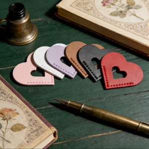 Marque-page en cuir PU mignon avec découpe en forme de cœur, marque-page minimaliste marron, marque-page d'amour, cadeau pour les amateurs de livres - Product Image 4