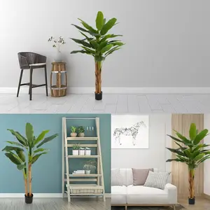 1.1m 1.4m 1.7m 2.2m 3m High Simulation Indoor Decor Big Tropical Banana Tree Plastic Artificial Plants For Home Hotel Office Use