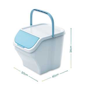 White 25 Litre Tower <b>Bins</b> Set Of 3 Stackable Waste Collection <b>Bin</b> With <b>Lid</b> For Kitchen Recycling Storage - Product Image 2