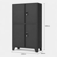 Gabinete de Almacenamiento Metálico Seguro de Cuatro Puertas con Cerraduras Electrónicas de Teclado, Base Elevada y Estantes Ajustables para Uso Comercial e Industrial