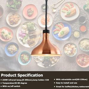 Lámpara Calentadora de Comida <span class=keywords><strong>OULU</strong></span>, Elegante, de Hierro, Color Oro Rosa, Calentador Eléctrico Ajustable, Colgante, Calentamiento Rápido, Duradero, Ahorro de Energía - Product Image 2