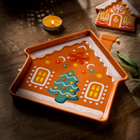 Collection de village de pain d'épices personnalisée, assiettes de Noël en forme de maison spéciales, support à gâteau, bols, ensembles de vaisselle en céramique pour la maison