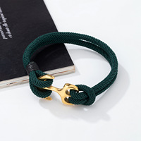 Bracelet en corde milanaise pour couple, en acier inoxydable plaqué or, avec ancre de bateau et paracorde, idéal pour le camping en plein air – Meilleure vente pour homme
