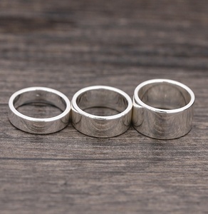 Nhẫn Đôi Thời Trang Tùy Chỉnh Nam Nữ 999 Sterling Silver Smooth Cá Nhân Hóa Nhẫn Trang Sức Đặt Kích Thước Cố Định - Product Image 3