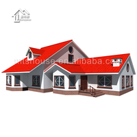 Nouvelle conception de villa en acier léger avec plans de maison à 3 chambres, style hôtel en bois