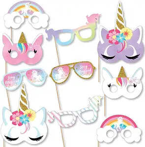 Unicorn Carta Del Partito Eyemask Arcobaleno Colorato Unicorn Maschere di Carta per I Bambini Festa di Compleanno