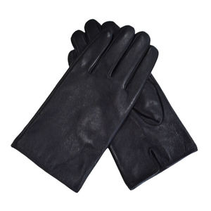 Gants en cuir noir de luxe pour hommes, gants chauds d'hiver en cuir de mouton véritable pour la conduite automobile - Product Image 2