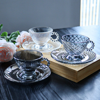 Service à Tasses en Verre avec Soucoupe pour Café et Thé, Coffret d'Emballage Personnalisable, Vente en Gros pour Mariages et Maison
