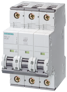 Disjoncteur miniature Siemens 5SY 3, 3 pôles, MCB 16A, protection sur rail DIN pour équipement électronique - Product Image 1
