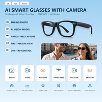 Lunettes Intelligentes IA avec Caméra 8MP, Vision IA, Grand Modèle, Capture Photo, Monture Noire Intégrale, OEM ODM Vente en Gros GL12