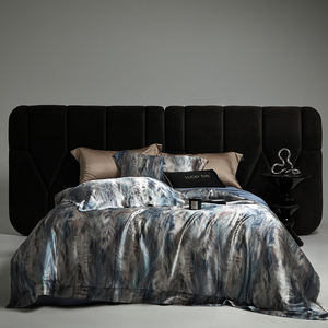 Luxury Digital Print Feather Eucalyptus Lyocell Breathable Silk-like Bedding Set Premium 4Pcs Duvet Cover <strong>Bedsheet</strong> Pillowcases - Product Image 4