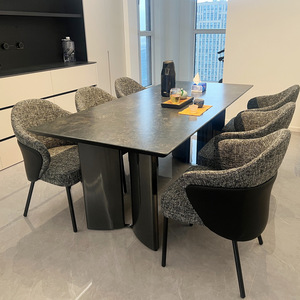 Sedia da pranzo con schienale a braccio italiano Post-moderno e minimalista per la casa, in tessuto di lusso leggero per la Reception dell'hotel, sofà uso domestico - Product Image 2