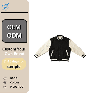 Veste <span class=keywords><strong>Homme</strong></span> OEM Décontractée Tendance Personnalisée Automne 100% Laine Boutons en <span class=keywords><strong>Cuir</strong></span> Vintage Style Universitaire Baseball Impression Numérique Broderie Éponge - Product Image 1