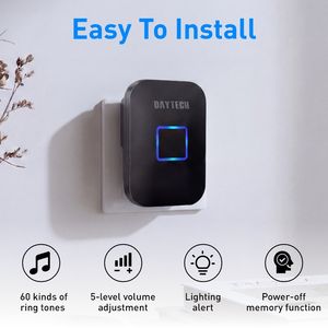 Timbre Inalámbrico Daytech, Sin Necesidad de Batería, Botón Resistente al <span class=keywords><strong>Agua</strong></span>, Cobertura de Señal Remota - Product Image 3