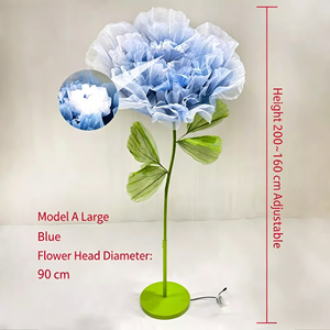 Flor de Peonía Eléctrica de Gran Tamaño, 90 cm de Diámetro, Apertura/Cierre Automático Mecánico, Organza, Estilo Europeo, para Bodas y Eventos Florales - Product Image 6