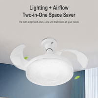 Ventilateur de plafond avec lumière LED à visser E27, pales rétractables, télécommande, trois couleurs changeantes pour la maison, la chambre, l'appartement, utilisation en intérieur