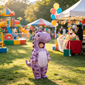 Disfraz inflable de dinosaurio morado, traje de personaje de dragón de dibujos animados para niños, fiesta de cumpleaños, cosplay de Halloween - Product Image 6