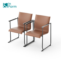 Chaise modulable combinable avec accoudoirs, design ergonomique et fin, pour salle, bureau, formation, réunion, avec tablette d'écriture pliable