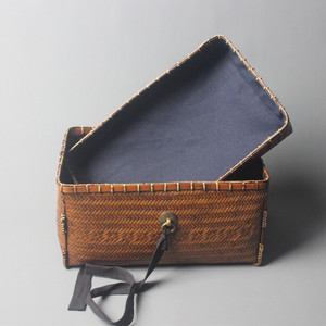 <b>Bamboo</b> Hand Woven Storage Basket Rectangle Kitchen Tea Set Organizer Craft Box - Product Image 3