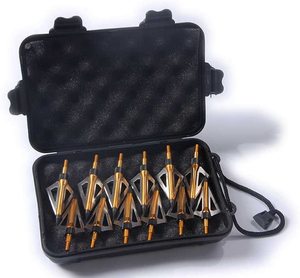 PG1ARCHERY, paquete de 12, 3 hojas fijas, tiro con arco, <span class=keywords><strong>caza</strong></span>, puntas anchas, grano 100 con estuche, cabeza de flecha, puntas atornilladas, <span class=keywords><strong>ballesta</strong></span> dorada - Product Image 1