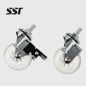 2" Threaded Stem Casters PVC M8 Swivel Wheel Safety Brake Nuts Hospital <b>Gym</b> Use 60kg Load Capacity Office Chair Desk Quiet - Product Image 1
