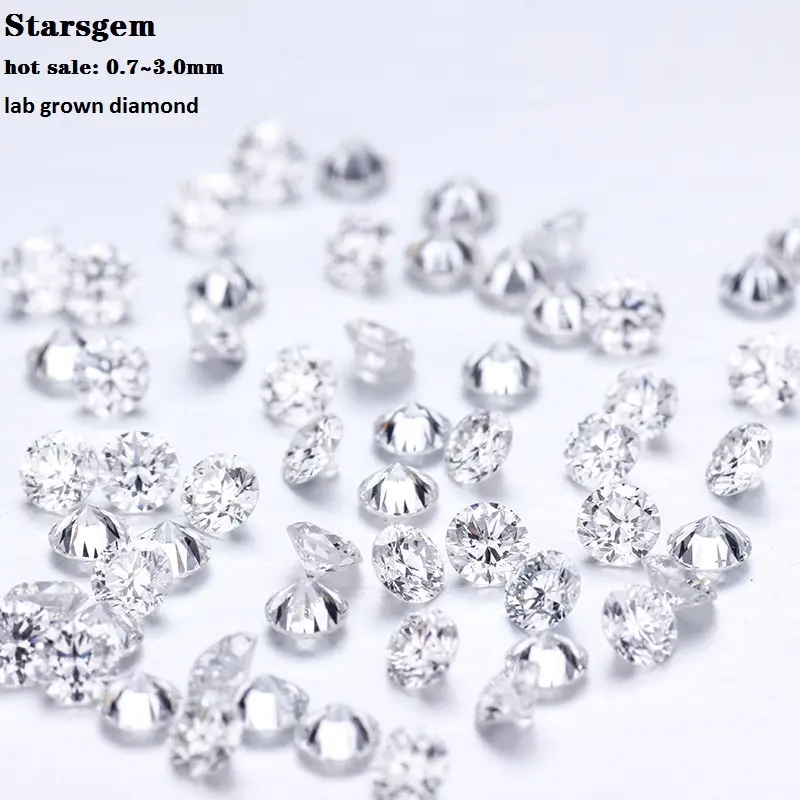 Starsgem Vente en gros 0.7mm-3mm Fabriqué par l'homme Certifié Mêlée Diamant en vrac Synthétique Chine Créé HPHT CVD Diamant cultivé en laboratoire