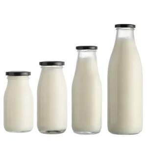 200ml 250ml 500ml 1 ליטר זכוכית משקאות ריק סיטונאי חלב מיץ בקבוקים