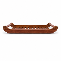 Grand plateau de service en teck 45,5x30,5x5,7 cm pour cuisine, restaurant, table à manger, organisateur